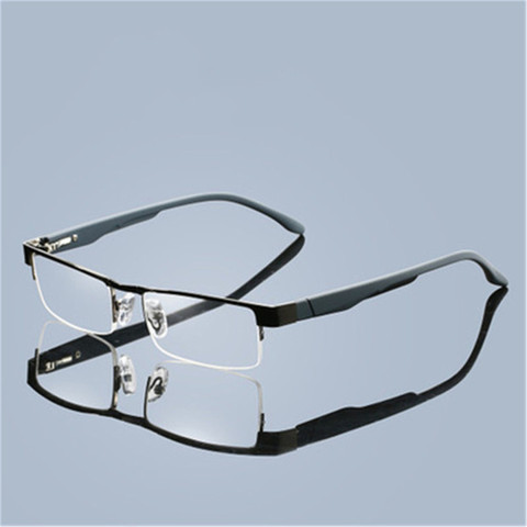 Lunettes de lecture d'affaires pour hommes, alliage de titane, demi-monture, loupe, Non sphériques, rétro hypermétropie, Prescription ► Photo 1/6