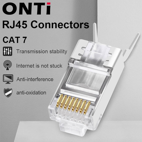 ONTi – connecteur de câble réseau RJ45 Cat6a Cat7, connecteur à sertir blindé FTP 8P8C, 10/100 pièces ► Photo 1/5