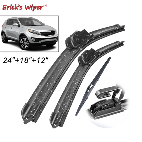 Erick – Kit d'essuie-glace avant et arrière, pour KIA Sportage SL 2010 – 2015, pare-brise 24 