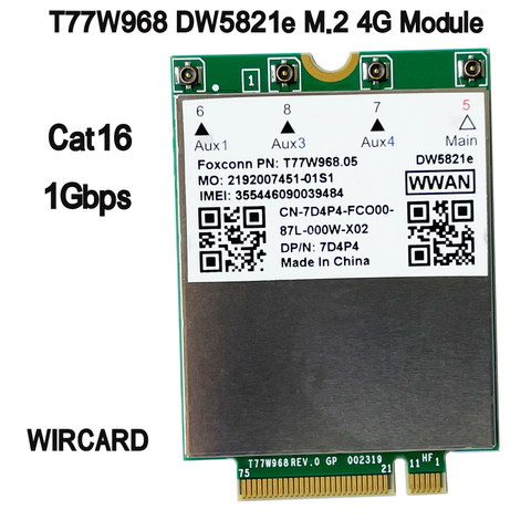 Module 4G pour ordinateur portable Dell 5420 5424 7424 7400 T77W968 DW5821e X20 LTE Cat16 1Gbps ► Photo 1/5