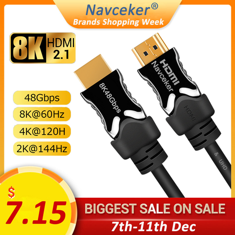 Navceker HDMI 2.1 câble 8K/60Hz 4K/120Hz 48Gbps HDCP2.2 HDMI câble cordon pour PS4 commutateur Splitter câble Audio vidéo 8K HDMI 2.1 ► Photo 1/6