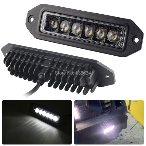 2 pièces 6 pouces 18W lampe de travail Led une rangée barre lumineuse pour SUV, ATV, UTV,4x4, rails de sable, voitures, camion, remorque, chariot élévateur ► Photo 1/6