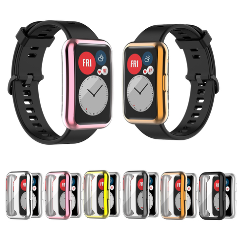 Housse de protection souple en TPU pour Huawei montre ajustement étui protecteur plein écran coque pare-chocs plaqué étuis pour Huawei Fit 2022 montre ► Photo 1/6