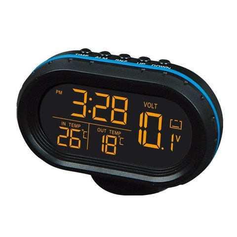 Multi-fonction voiture température horloge voltmètre voiture thermomètre électronique horloge voiture veilleuse horloge fournitures ► Photo 1/6