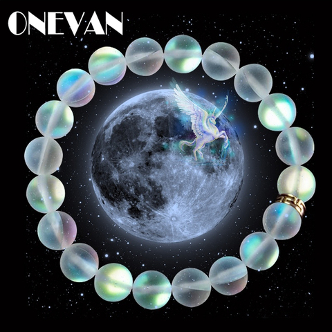 Sirène verre cristal pierre de lune Bracelets multicolore mat brillant pierre Bracelet à breloques en perles à la main Bracelet cadeaux bijoux ► Photo 1/6