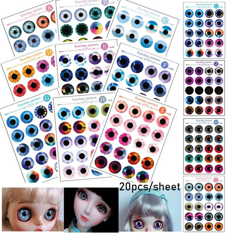 Autocollants yeux de poupée en papier Transparent et fin, 14mm, 20 pièces, pour bricolage, accessoires de jouets personnalisés pour enfants ► Photo 1/6