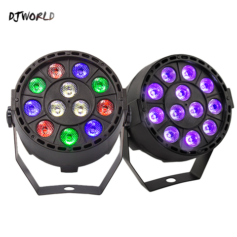 Djworld-stroboscope plat LED plat Par 12x3W RGBW, éclairage coloré pour atmosphère de discothèque DJ, fête musicale, piste de danse ► Photo 1/6