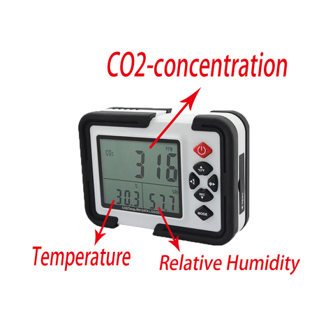 Portable Numérique CO2 Mètre CO2 Moniteur Détecteur HT-2000 Analyseur De Gaz 9999ppm Analyseurs DE CO2 Température Humidité Relative Test ► Photo 1/6