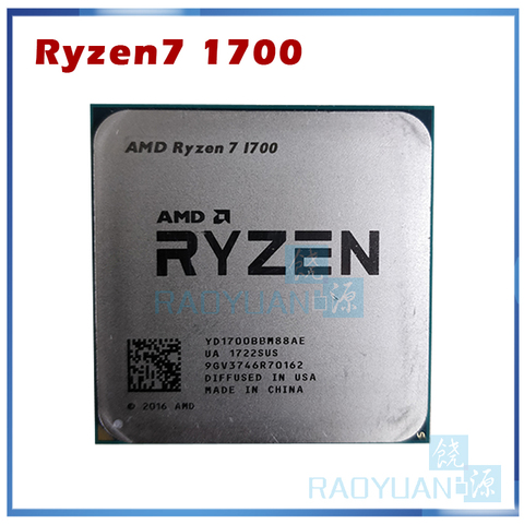 AMD Ryzen 7 1700 R7 1700 3.0 GHz huit cœurs seize fils C3 = 16M processeur d'unité centrale 65W YD1700BBM88AE Socket AM4 ► Photo 1/1