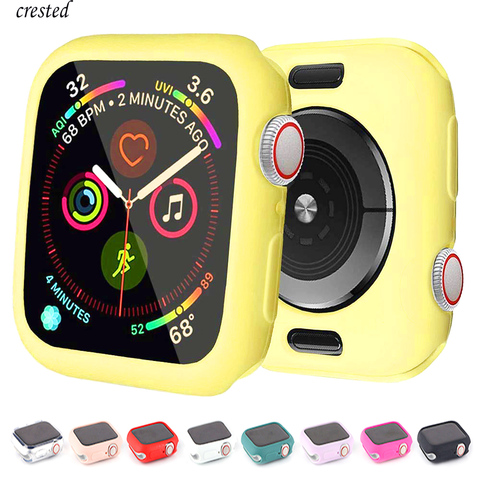 Housse pour Apple montre boîtier 44mm 40mm iWatch boîtier 42mm 38mm accessoire Silicone pare-chocs protecteur Apple montre série 5 4 3 se 6 ► Photo 1/6