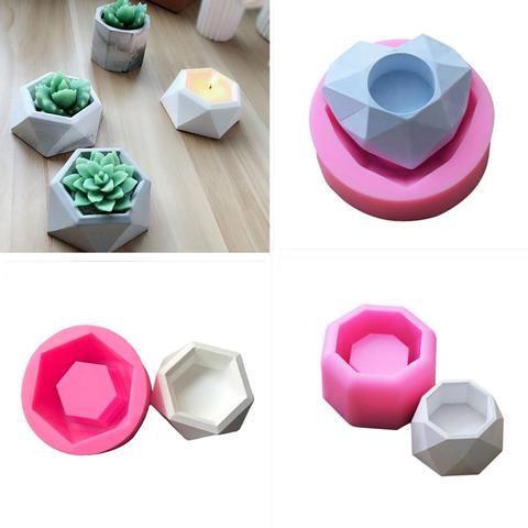 Silicone moule créatif géométrique polygonale béton Pot de fleur Vase moule bureau décoration argile pour travaux pratiques cementsilice Silicone moule ► Photo 1/6