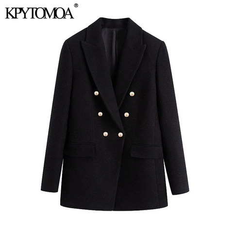 KPYTOMOA-manteau en Tweed pour femme, Blazer croisé, manches longues, poches, Chic, tendance 2022, collection tenue de bureau ► Photo 1/6