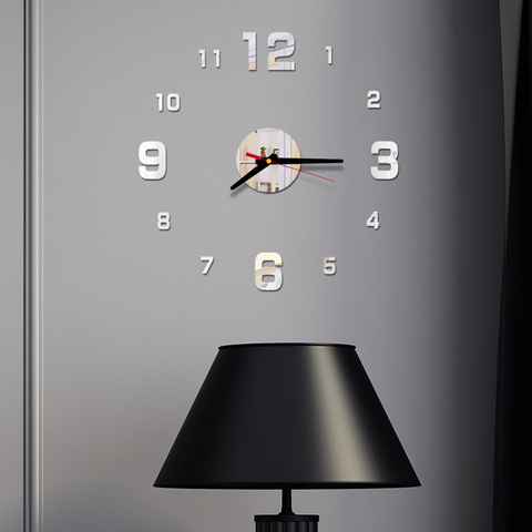 Horloge murale à chiffres arabes modernes en acrylique avec miroirs, décoration autocollante pour le salon et la maison ► Photo 1/6