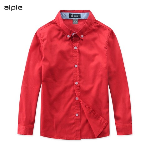 Chemises rouge pour enfants, décontracté chemise en Satin, 100% coton, de bonne qualité, de couleur unie ► Photo 1/6