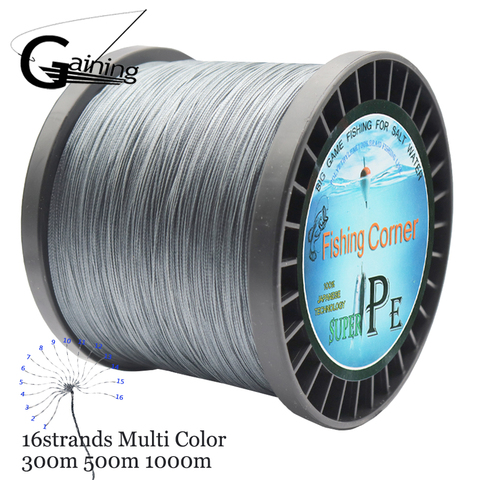 16 brins PE tresse 300M/500M/1000M tressé ligne de pêche Multi couleur Super fort japon Multifilament ligne de pêche fil ► Photo 1/6