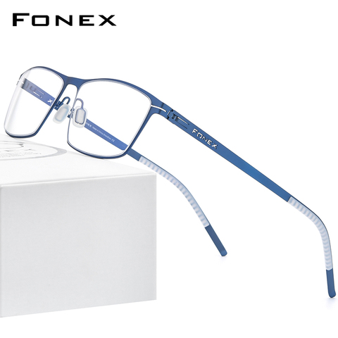 FONEX alliage lunettes cadre hommes carré myopie Prescription optique lunettes 2022 nouveau mâle complet coréen sans vis lunettes 993 ► Photo 1/6