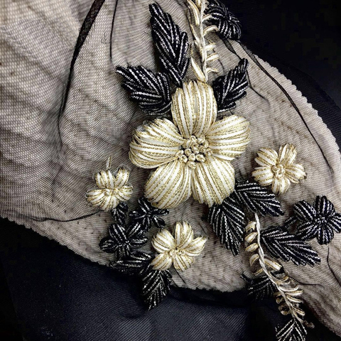 Tissu en dentelle à fleurs, garniture à fleurs, dentelle, patchs brodés, Appliques de mariage pour mariée robe du soir, bricolage, 2 pièces NL085 ► Photo 1/5