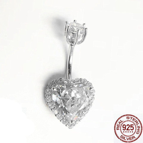 Crystal heart – piercing en argent 925 pour femmes, bijoux de corps, ventre, nombril, ombligo, mode ► Photo 1/6