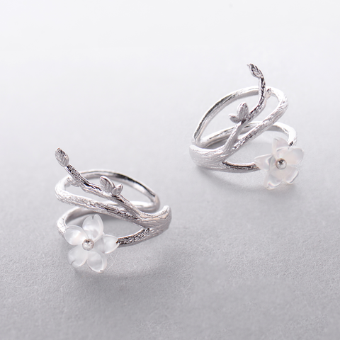 Thaya blanc cerisier fleur 925 argent clips boucles d'oreilles fleur ronde manchette boucles d'oreilles sans piercing pour les femmes élégant fine bijoux ► Photo 1/6