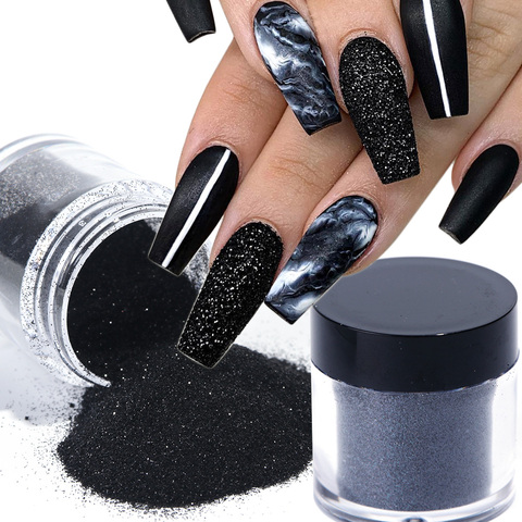 1 boîte noir blanc ongles paillettes trempage poudre brillant Pigment poussière Laser sucre Nail Art paillettes paillettes décorations manucure TRMN ► Photo 1/6