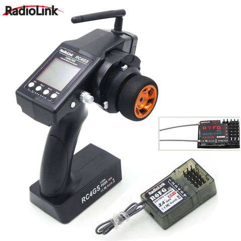 Émetteur de contrôleur de voiture RadioLink RC4GS 2.4G 4CH + récepteur intérieur gyroscopique R6FG / R7FG pour bateau de voiture RC (Distance de 400m) ► Photo 1/1