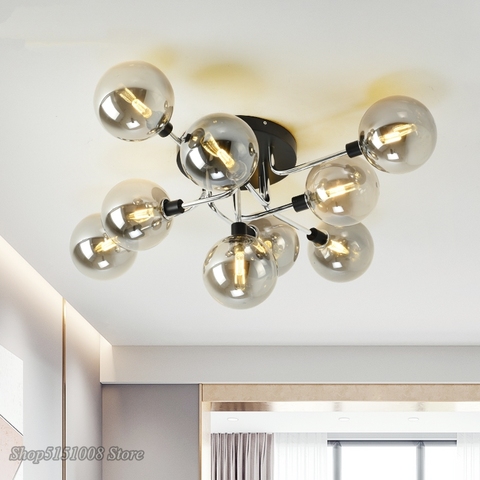 Plafonnier en forme de boule de verre, design nordique moderne, éclairage décoratif d'intérieur, Luminaire d'intérieur, idéal pour un salon, une cuisine ou une chambre à coucher, LED ► Photo 1/6