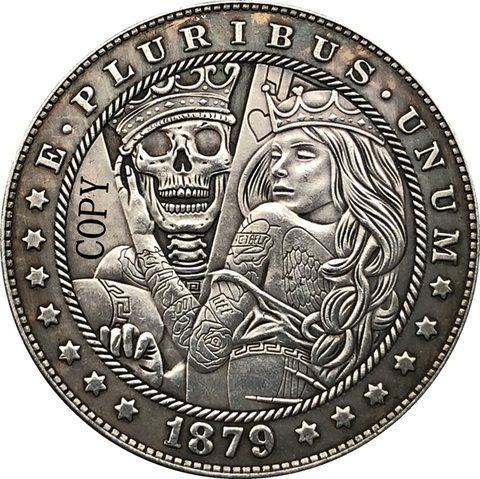 Copie de pièce de monnaie Hobo Nickel 1879-CC Morgan Dollar USA Type 187 ► Photo 1/2