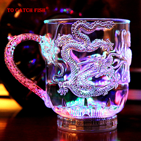 Tasse à clignotant colorée exotique, jouets scintillants pour mariage et bar, tasse à vin Dragon, nouvelle collection, LED ► Photo 1/5