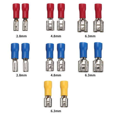 Connecteur de fil Spade avec joint isolé, 2.8mm, 4.8mm, 6.3mm, bornes électriques à sertir, 50 pièces ► Photo 1/5