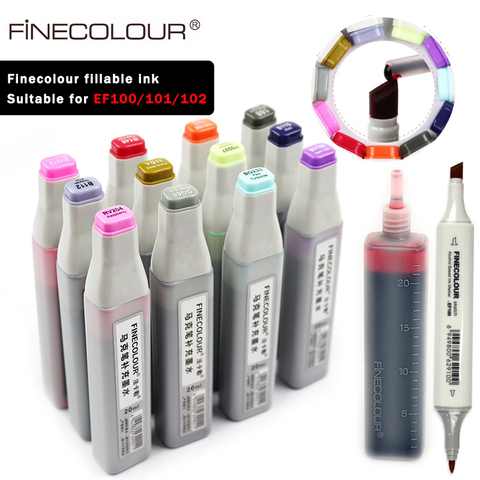 Finecolor-encre pour marqueur à l'alcool-huileux EF900, 20ML, universel, recharge/supplément/remplissage, liquide, 101/102 couleurs ► Photo 1/6