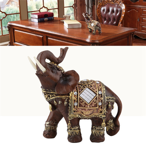 Statue d'éléphant en Grain de bois, décoration de bureau, Sculpture Feng Shui porte-bonheur, richesse, cadeau, pour la maison ► Photo 1/6