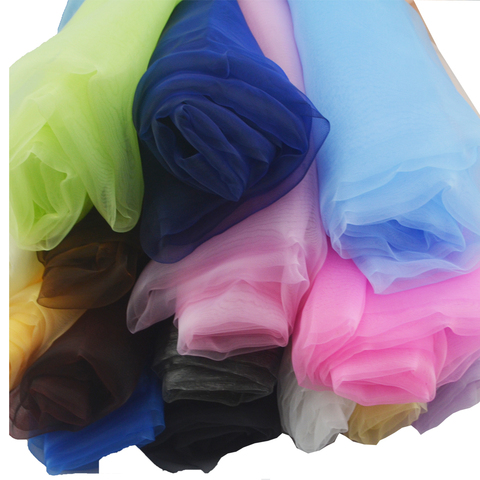 Tissu Organza pour arc de mariage et d'anniversaire, décoration pour bricolage, nappe de couture pour la maison, rideau en Tulle cristal, rouleau de gaze pure ► Photo 1/6