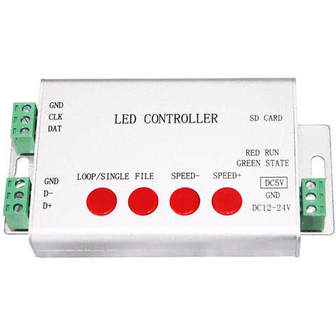 Contrôleur de Pixel LED Programmable adressable, 12V 24V DC WS2812 WS2811, contrôleur de carte SD pour bande lumineuse ► Photo 1/6