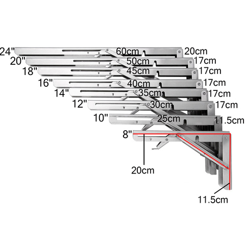 2 pièces 8-14 pouces Triangle Support d'angle pliant réglable mural banc Table étagère Support lourd matériel de meubles de maison ► Photo 1/6