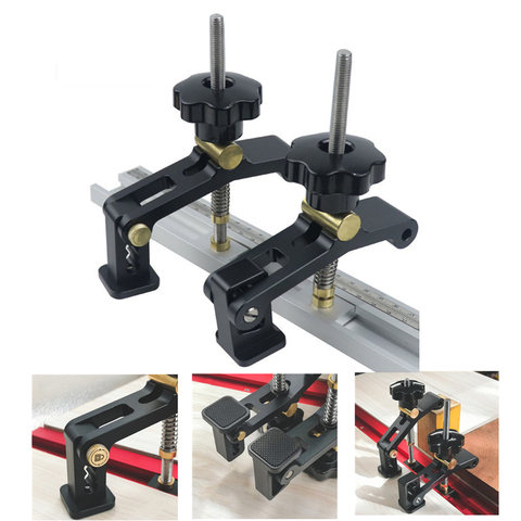 Goulotte t-track, support à action rapide, plaque de fixation, gabarit de positionnement, blocs de serrage pour accessoires d'établi, outils de travail du bois ► Photo 1/6