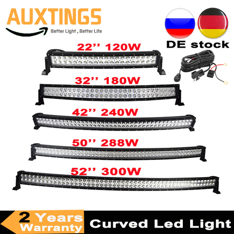 22 32 42 50 52 pouces barre de lumière à led incurvée 120W 180W 240W 288W 300W COMBO double rangée conduite Offroad voiture tracteur camion 4x4 SUV ATV ► Photo 1/6