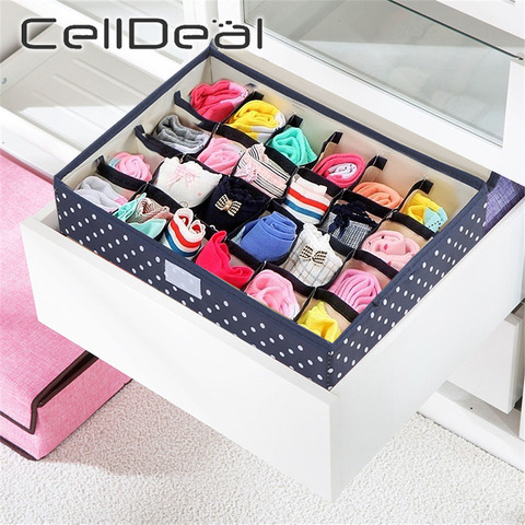 24 grille Oxford tissu chaussettes boîtes de rangement sous-vêtements placard tiroir organisateur pliable lavable cravates organisateur rangement avec couvert ► Photo 1/6