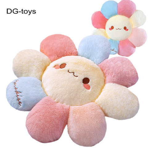 Coussin de siège en forme de tournesol pour fille, mignon, visage souriant, arc-en-ciel, Donuts en peluche, tapis de jeu de sol pour bébé, oreiller en fleur pour cheveux Fkuffy ► Photo 1/6