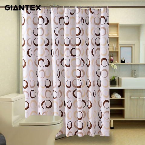 GIANTEX Cercle Motif Polyester Salle De Bain Étanche Rideaux De Douche Avec Crochets En Plastique U1089 ► Photo 1/6