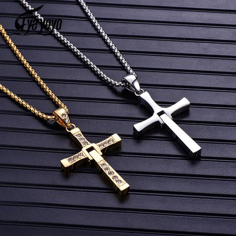 EyeYoYo rapide et furieux croix collier Dominic Toretto croix strass pendentif collier en acier inoxydable collier pour hommes femmes ► Photo 1/6