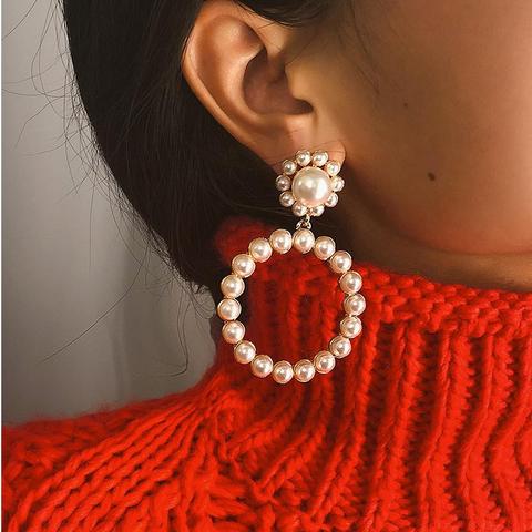 Nouvelle mode perle goutte boucles d'oreilles pour les femmes Lot couleur or Simple 2022 à la mode bijoux de mariage Simple mariée balancent boucle d'oreille ► Photo 1/6