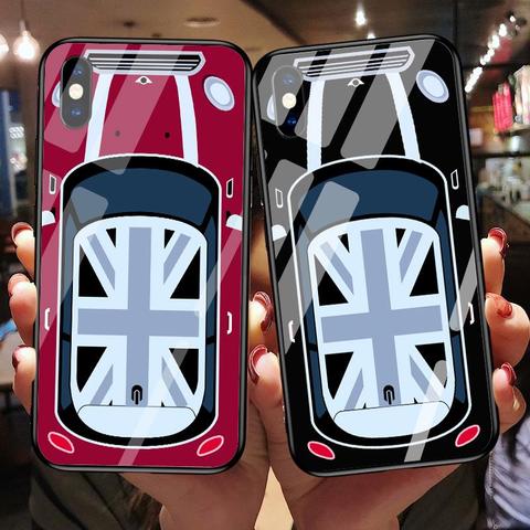 Mini cooper – coque de téléphone en verre, étui pour iphone X XS MaX 6 6s 7 8 plus 12 MINI 11 12 PRO MAX samsung galaxy s8 s9 s10 plus note 8 9 ► Photo 1/6