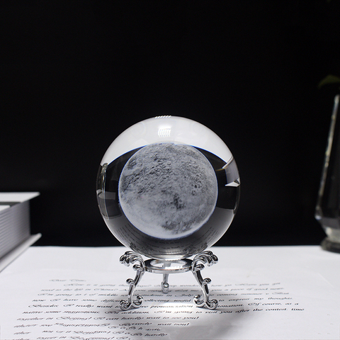 Boule de lune en cristal gravé au Laser, modèle Miniature de la lune en 3D, décoration de la maison, cadeau astronomique, 60mm 80mm ► Photo 1/6