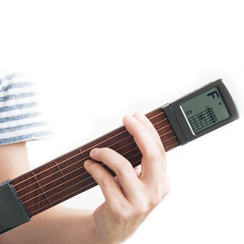 Guitare de poche bois + plastique Portable avec écran affichage doigt exercice Train pratique outil pour les débutants ► Photo 1/6