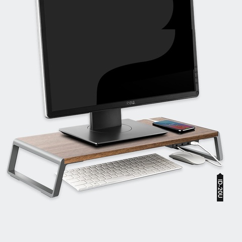 Support universel de moniteur de pieds en métal, support pour ordinateur portable avec 4 Ports usb 2.0 pour ordinateur portable iMac TV écran LCD ► Photo 1/6