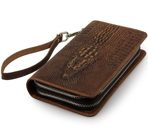 Portefeuille en cuir véritable pour homme, pochette Alligator, pour téléphone portable, nouvelle collection ► Photo 1/6