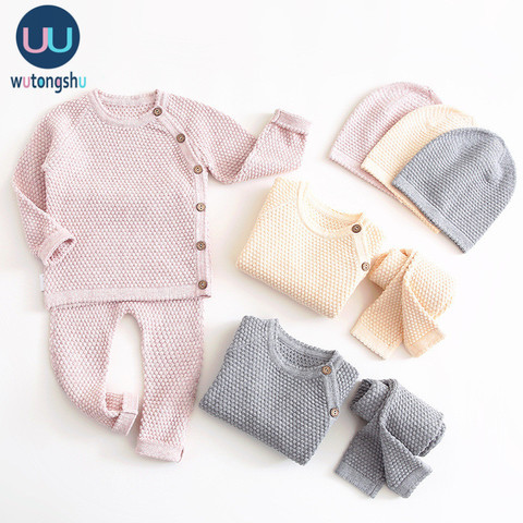 Bébé garçon fille vêtements ensembles printemps automne solide nouveau-né bébé fille vêtements à manches longues hauts + pantalons tenues décontracté bébé pyjamas ► Photo 1/6