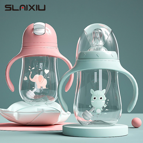 SLAIXIU – Biberon multifonction pour bébé, bouteille à double usage, sans BPA, pour boire du lait et de l'eau, se transforme en gobelet ► Photo 1/6