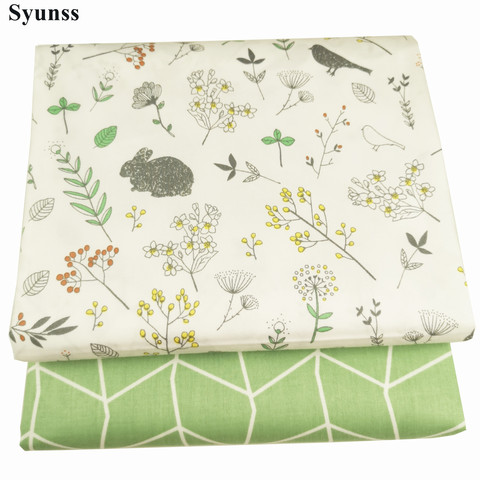 Syunss-tissu de coton quadrillé imprimé | Lapins verts, tissu de coton pour le bricolage, Patchwork courtepointe pour bébés, Tissus coussins couverture, Tissus de couture ► Photo 1/3