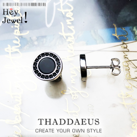 Rond noir petites boucles d'oreille, Style européen mode bon bijoux pour femmes hommes, 2022 cadeau en argent Sterling 925, Super offres ► Photo 1/6